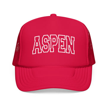 Buy red Aspen, Colorado Trucker Hat — Vintage College Foam Mesh Aspen Cap