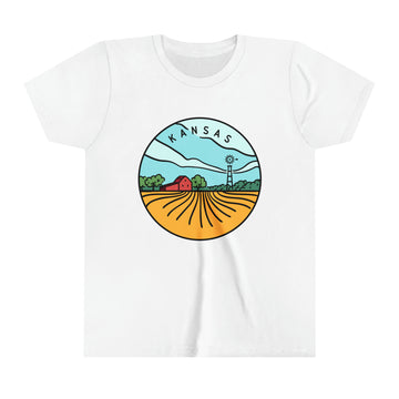 Buy white Kansas Youth T-Shirt - Unisex Kids Kansas Shirt