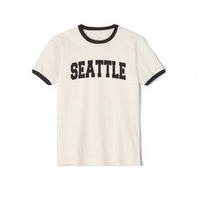 Seattle, Washington Cotton Ringer Graphic Tee - Unisex Seattle T Shirt, Vintage Style Tee, Men's/Women's Tee - 0