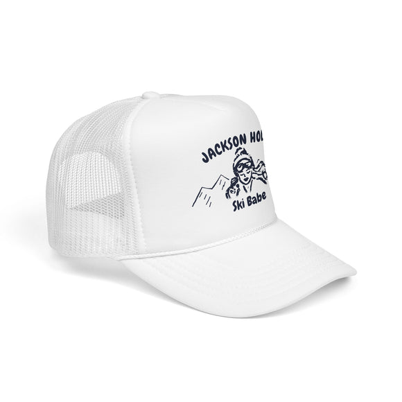 Jackson Hole, Wyoming Ski Babe Trucker Hat — Foam Mesh Cap