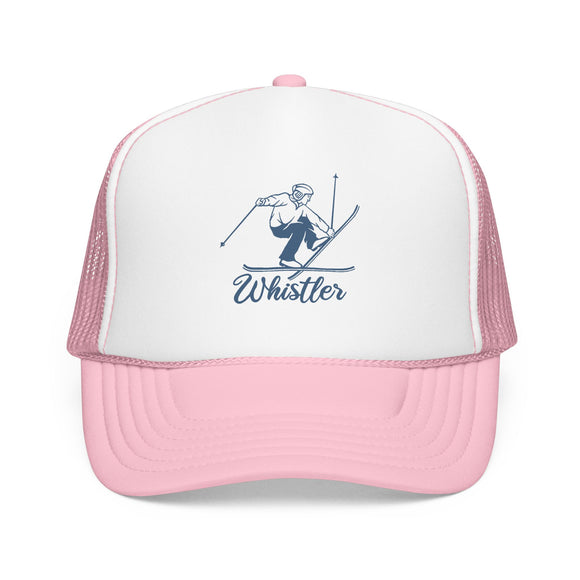 Whistler, Canada Snow Ski Trucker Hat — Retro Skier Foam Whistler Cap