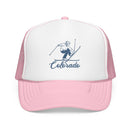 Kids Colorado Snow Ski Trucker Hat - Youth Snapback Cap on white background