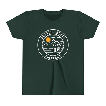 Buy forest Crested Butte, Colorado Youth Shirt - Retro Mountain Crested Butte Kid's T-Shirt - Circle Emblem