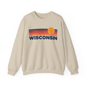 Wisconsin Sweatshirt Retro Sun Unisex - Vintage Wisconsin Inspired Warm Pullover Jumper - 0