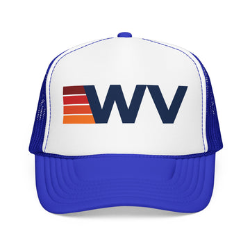 Buy red-white-royal West Virginia Trucker Hat - WV retro cap