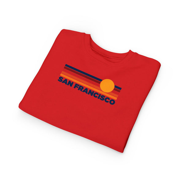 San Francisco, California Toddler Sweatshirt - Retro Sun San Francisco Toddler Crewneck Sweatshirt