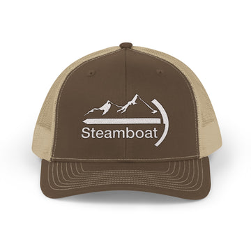 Buy brown-khaki Steamboat, Colorado Snapback Trucker Cap - Embroidered Steamboat Hat