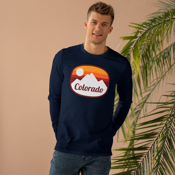 Colorado Mens Base Long-sleeve Tee - Retro Ombre Heavy Weight Long Sleeve T-shirt