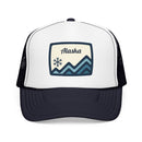 Alaska Retro Mountain Foam Trucker Hat — Vintage Snowflake-3