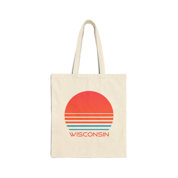 Wisconsin Cotton Canvas Wisconsin Tote Bag - Retro 80s