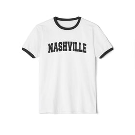 Buy white-black Nashville, Tennessee Cotton Ringer Graphic Tee - Unisex Nashville T Shirt, Vintage Style Tee, Men's/Women's Tee