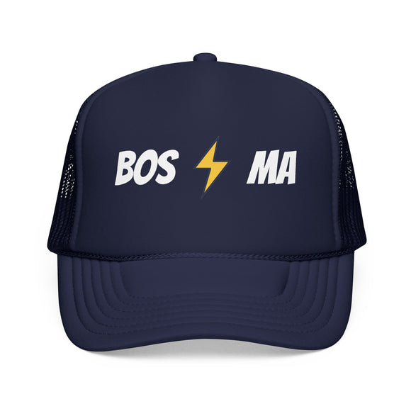 Boston, Massachusetts Retro Trucker Hat - Lightning Foam Cap