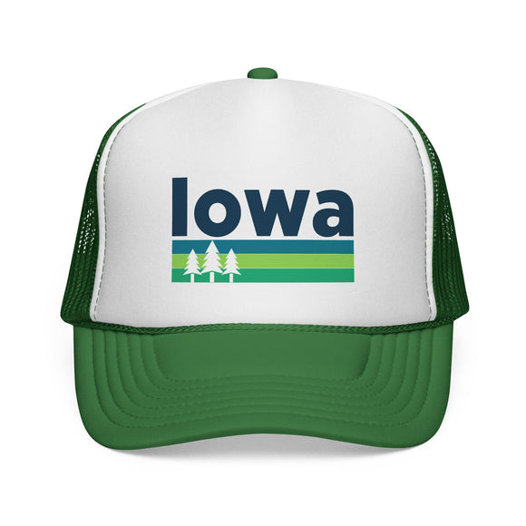 Iowa Retro Trees Trucker Hat - Vintage Style Iowa Cap