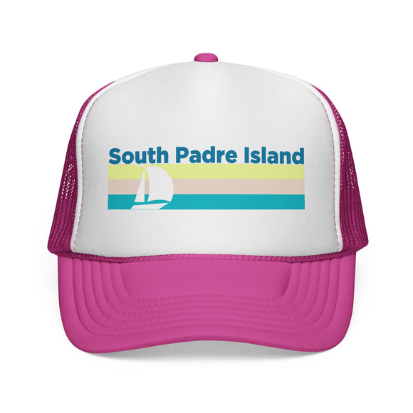 South Padre Island, Texas Retro Sailboat Trucker Hat