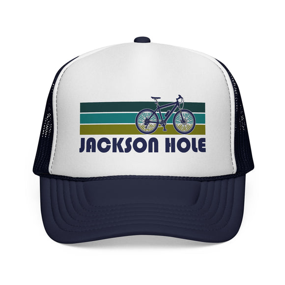 Jackson Hole, Wyoming Retro Bike Trucker Hat - Vintage Style Jackson Hole Cap