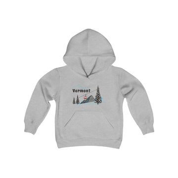 Buy sport-grey Retro Vermont Youth Hoodie - Mountain Vermont Kids Sweatshirt, Cute Vermont Children's Pullover