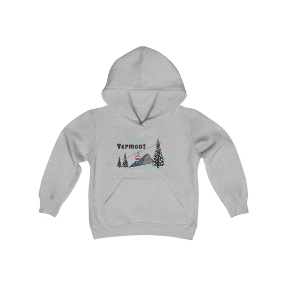 Retro Vermont Youth Hoodie - Mountain Vermont Kids Sweatshirt, Cute Vermont Children's Pullover