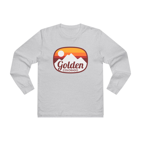 Golden, Colorado Mens Base Long-sleeve Tee - Retro Ombre Heavy Weight Long Sleeve T-shirt
