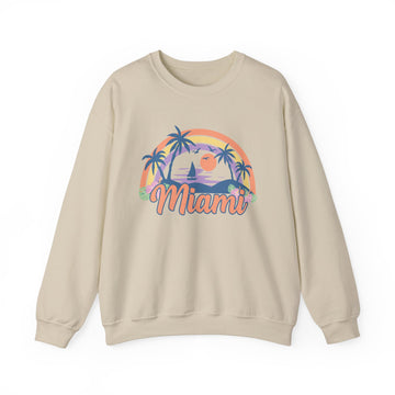 Buy sand Miami, Florida Sweatshirt - Unisex Retro Beach Crewneck Miami Sweatshirt