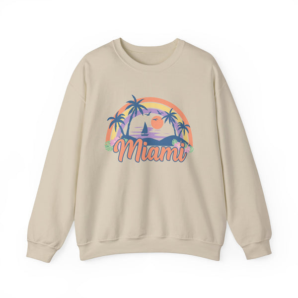 Miami, Florida Sweatshirt - Unisex Retro Beach Crewneck Miami Sweatshirt
