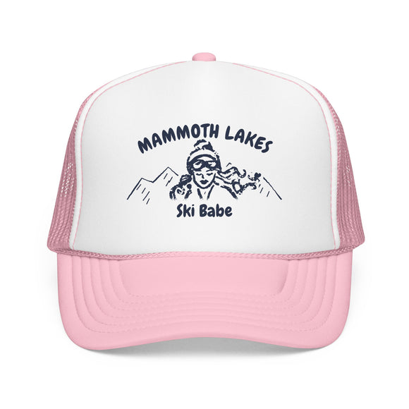 Mammoth Lakes, California Ski Babe Trucker Hat — Foam Mesh Cap