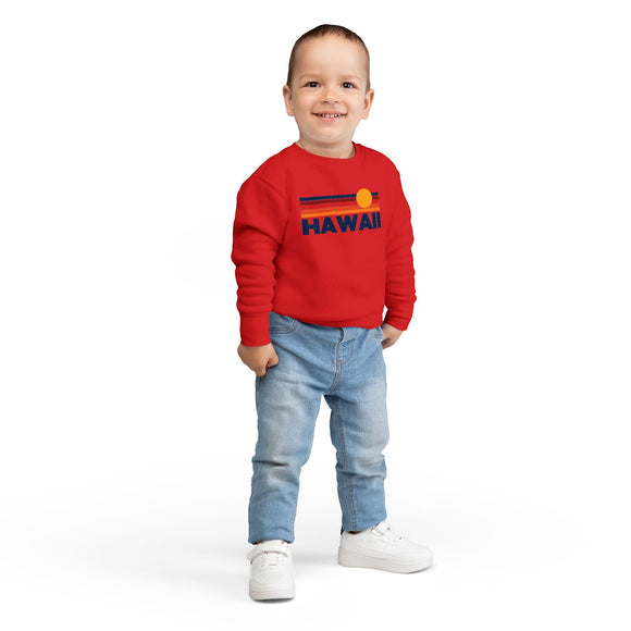 Hawaii Toddler Sweatshirt - Retro Sun Hawaii Toddler Crewneck Sweatshirt
