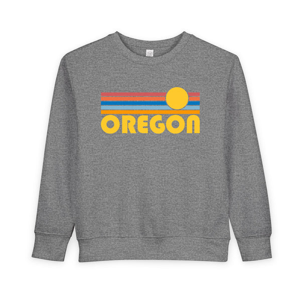 Oregon Toddler Sweatshirt - Retro Sun Oregon Toddler Crewneck Sweatshirt