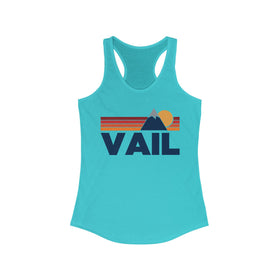 Buy solid-tahiti-blue Vail, Colorado Women's Racerback Tank Top - Mountain Lover Sleeveless Shirt, Women's Vail Hiking Tank