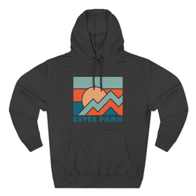 Buy charcoal-heather Estes Park, Colorado Hoodie - Retro Mountain Unisex Sweatshirt