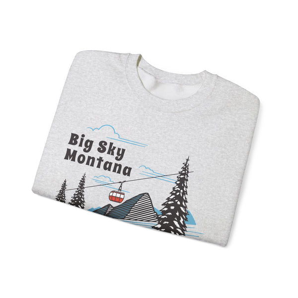 Big Sky, Montana Sweatshirt - Unisex Retro Ski Mountain Gondola Big Sky Sweatshirt