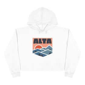 Women's Alta, Utah Crop Hoodie - Retro Mountain Crop Sweatshirt