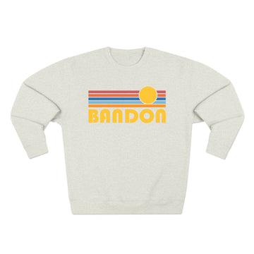 Buy oatmeal-heather Premium Bandon, Oregon Retro Sun Graphic Sweatshirt