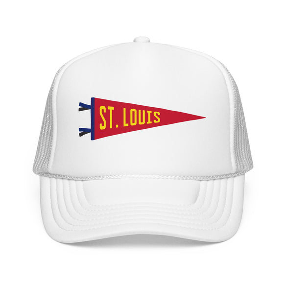 St Louis, Missouri Pennant Trucker Hat — Retro Flag Foam Cap