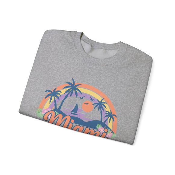 Miami, Florida Sweatshirt - Unisex Retro Beach Crewneck Miami Sweatshirt