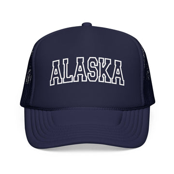 Kids Alaska Trucker Hat Vintage College Foam Mesh Youth Cap on white background