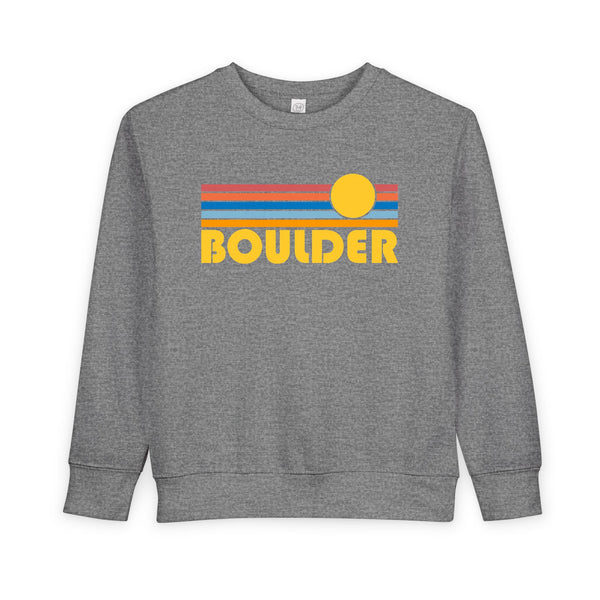 Boulder, Colorado Toddler Sweatshirt - Retro Sun Boulder Toddler Crewneck Sweatshirt
