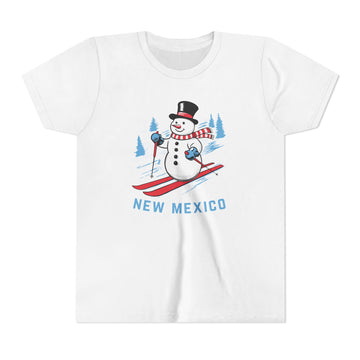 New Mexico Youth Skiing Snowman Tee - Kids T Shirt