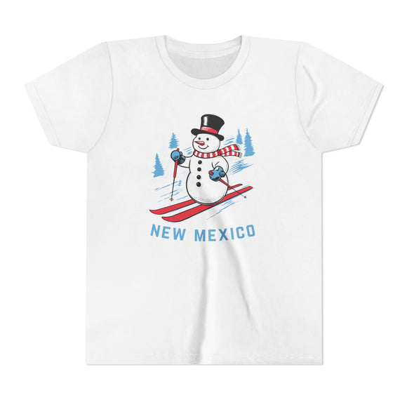 New Mexico Youth Skiing Snowman Tee - Kids T Shirt