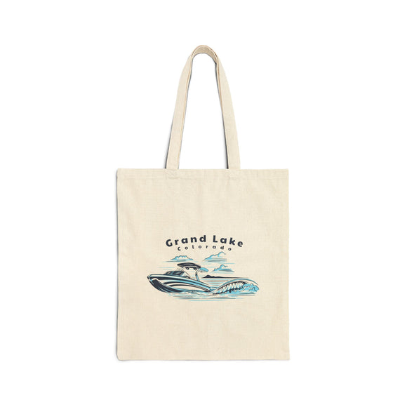 Grand Lake, Colorado Wakeboard Boat Canvas Tote Bag - 15" x 16"