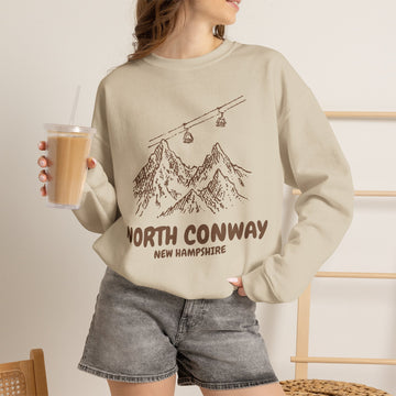 North Conway, New Hampshire Mountain Gondola Sweatshirt, Travel Graphic