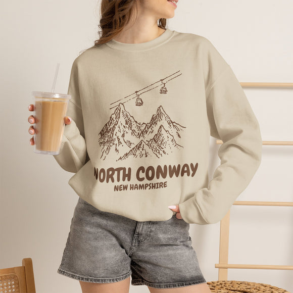 North Conway, New Hampshire Mountain Gondola Sweatshirt, Travel Graphic