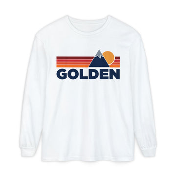 Golden, Colorado Long Sleeve T-Shirt Retro Mountain, Unisex Golden Unisex Garment-dyed Long Sleeve T-Shirt - 0
