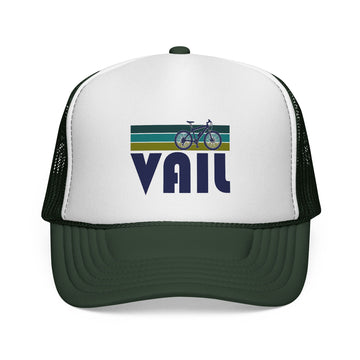 Buy dark-green Vail, Colorado Retro Bike Trucker Hat - Vintage Style Vail Cap