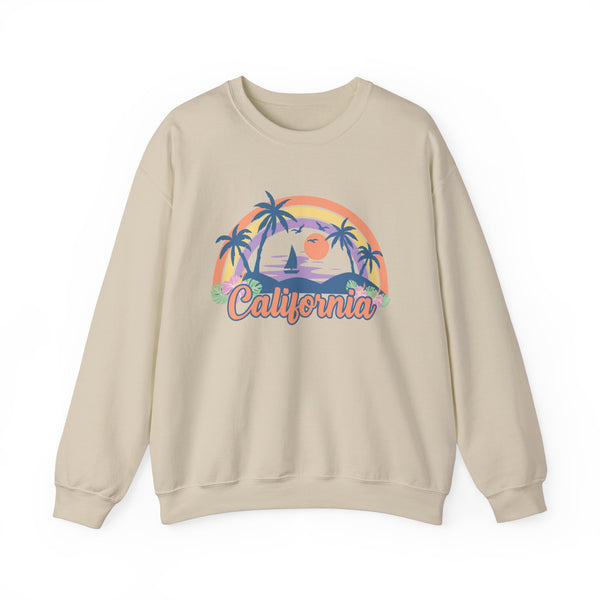 California Sweatshirt - Unisex Retro Beach California Crewneck Sweatshirt