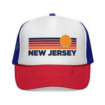 New Jersey Retro Sun Trucker Hat - Vintage Style New Jersey Cap