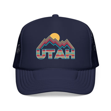 Utah Retro Mountain Trucker Hat — Vintage Scenic Foam Trucker
