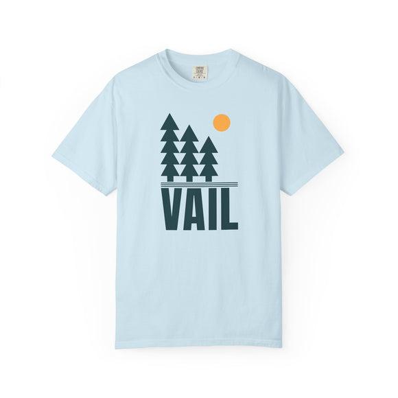 Vail, Colorado T-Shirt, Comfort Colors 100% Cotton Trees Tee - Pine Tree Graphic