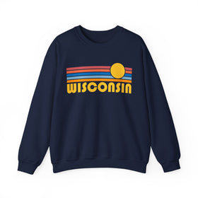 Buy navy Copy of Copy of Wisconsin Sweatshirt - Retro Sunrise Unisex