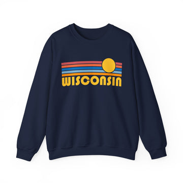 Buy navy Copy of Copy of Wisconsin Sweatshirt - Retro Sunrise Unisex