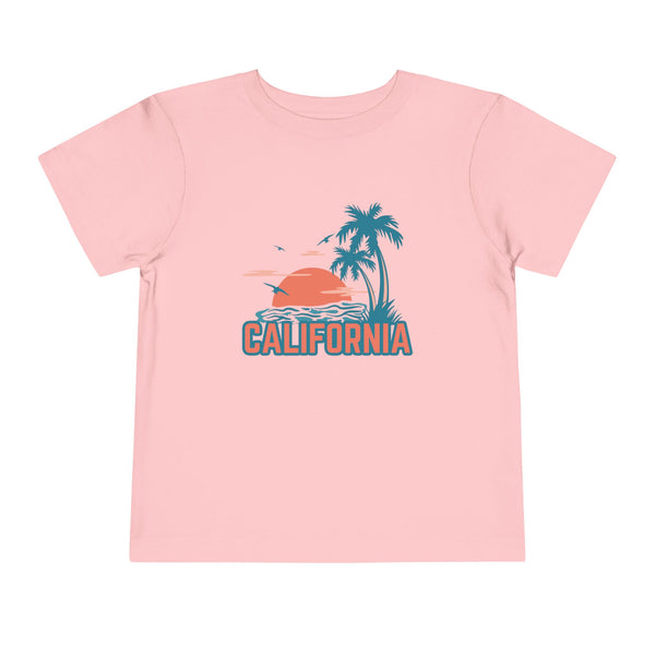 California Toddler T-Shirt - Retro Palm Tree Unisex Toddler California Shirt